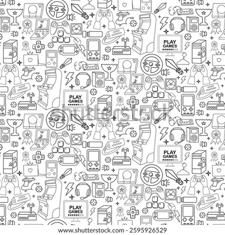 Games doodle element seamless pattern