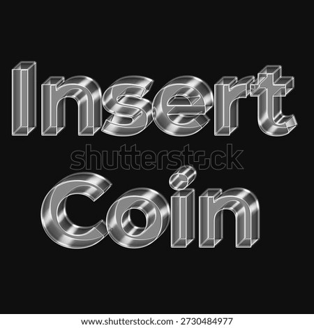 Gaming 3D glass text for insert coin matches, posters, and esports designs.