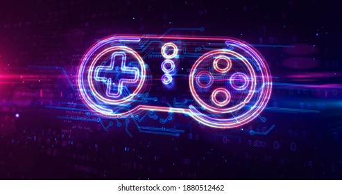 Gaming Pad Symbol, Esport, Video Controller, 5g Game And Cyber Sport. Futuristic Abstract Concept 3d Rendering Illustration.