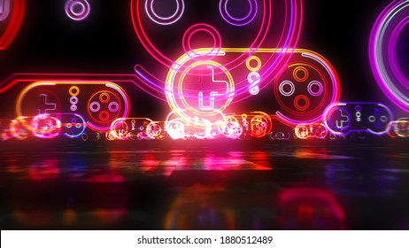 Gaming Pad Symbol, Esport, Video Controller, 5g Game And Cyber Sport. Futuristic Abstract Concept 3d Rendering Illustration.