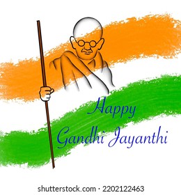 Gandhi Jayanthi Poster With Mahatma Gandhi And Tricolor Flag