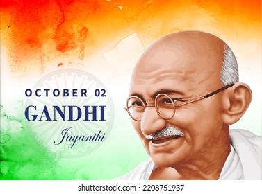 Gandhi Jayanthi Template With National Flag Background