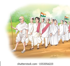 1 Gandhian Dandy March Cartoon Image Images, Stock Photos & Vectors |  Shutterstock