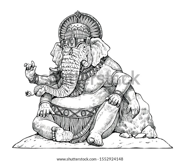 ガネシャ インドの神 半人間の象 幻想的なイラスト のイラスト素材