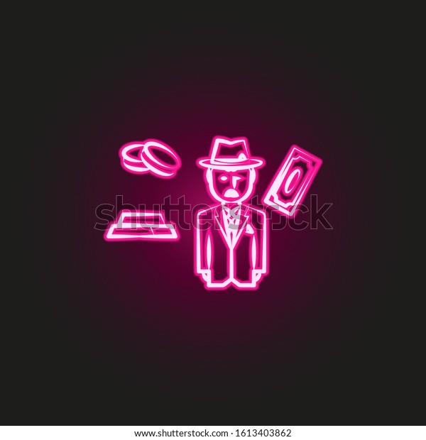 gang, criminal, money, mafia neon style icon.\
Simple thin line, outline of mafia icons for ui and ux, website or\
mobile application