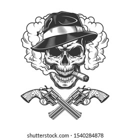 Gangster Skull Wearing Fedora Hat Smoke Stock Illustration 1540284878 ...