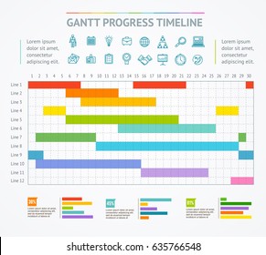 Gantt Progress Line Business Plan or Project Chart Timeline. illustration - Powered by Shutterstock