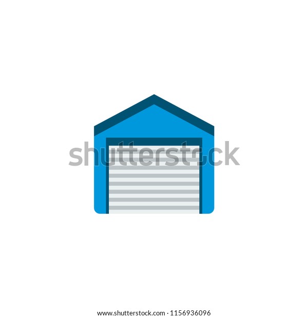 Garage icon flat element.  illustration of garage\
icon flat isolated on clean background for your web mobile app logo\
design.