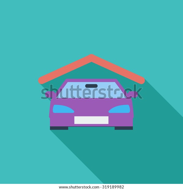 Garage icon. Flat\
related icon with long shadow for web and mobile applications. It\
can be used as - logo, pictogram, icon, infographic element.\
Illustration.