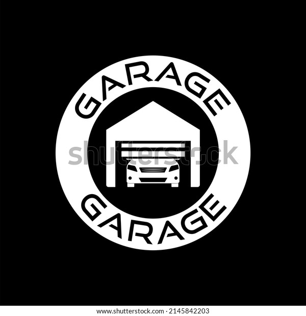 Garage icon isolated on\
dark background