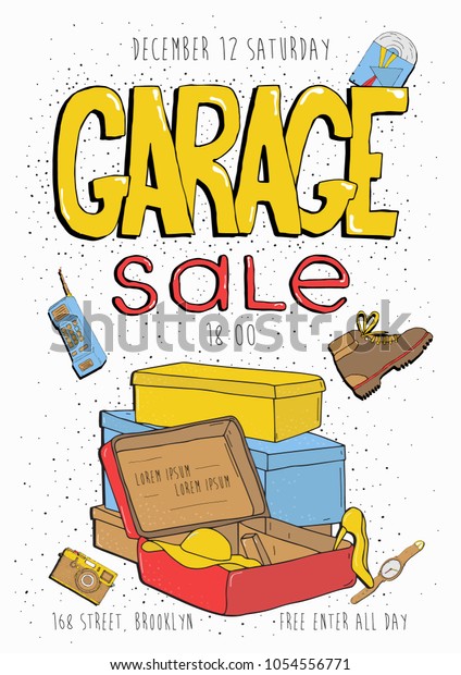 Garage Sale Poster Event Invitation Hand Stock Illustration 1054556771