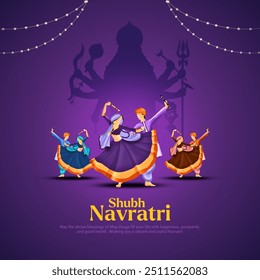 Garba Night poster for Navratri Dussehra festival of India. vector illustration design of peoples playing Dandiya dance. - Powered by Shutterstock