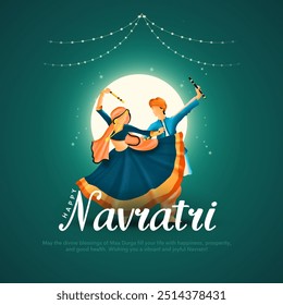 Garba Night poster for Navratri Dussehra festival of India. vector illustration design of peoples playing Dandiya dance - Powered by Shutterstock