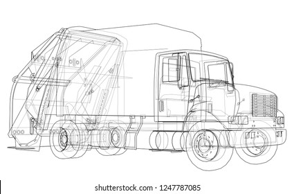 garbage truck drawing realistic