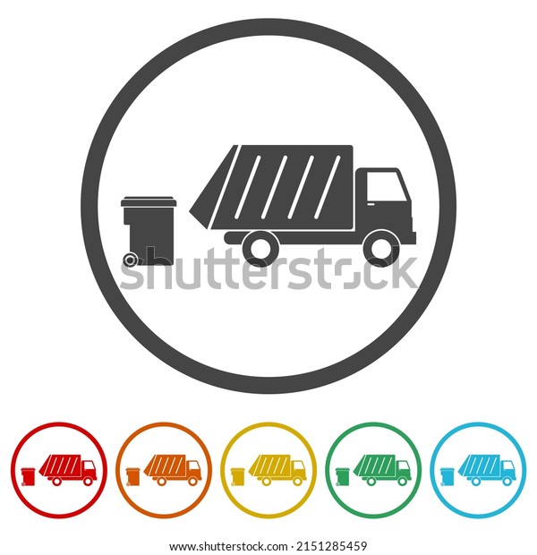 Garbage truck icon. Set
icons colorful