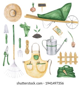 Garden Tools Set 17 Watercolor Gardening Stock Illustration 1941497356 ...