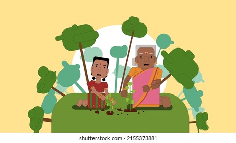 Gardening Family Happy Grand Parents Family Get-together Plantation   