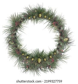 Garland And Wreath Of Spruce Branches, Christmas Door Decor