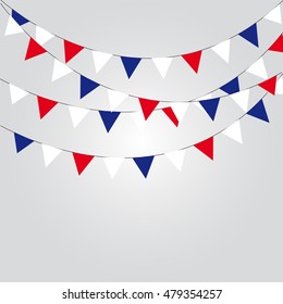 Garlands of red white blue flags