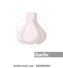 Garlic Isolated Illustration On White Background. Garlic Clipart. Garlic Flat Icon.