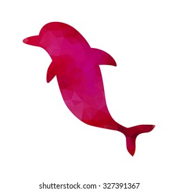 Garnet Gem Dolphin Isolated On White. Symbol For Logos, Brochures, Flyers, Coupons