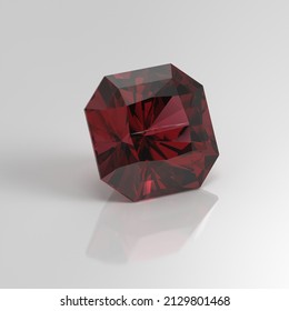 Garnet Gemstone Radiant Square 3D Render