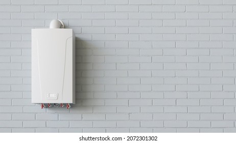 Gas Boiler As A Water Heater For Hot Water On The Wall Of A Cellar (3d Rendering)