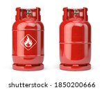 Gas bottle, cylinder or container with natural gases LNG or LPG with high pressure isolated on white background. 3d illustration