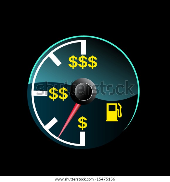 Gas gauge of a car
with dollar symbols