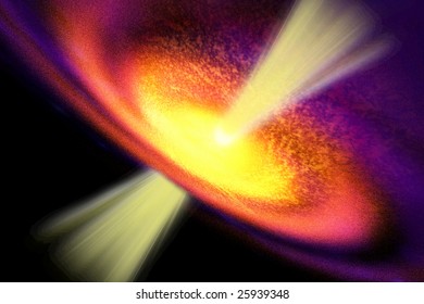 GAS JET - A Black Hole Spews Energy From The Middle Of A Galaxy.