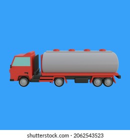 Gas Oil Truck Side View 3d Object