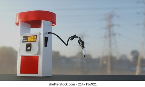 Gas pump display showing high prices in euros for fuel. 3D rendering transportation illustration