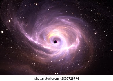 Gas spinning in a whirlpool around a gigantic black hole. 3d illustration