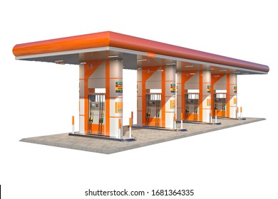 Gas Station Canopy 3d Render Colored 