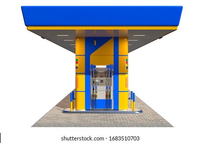 Gas Station Canopy 3d Render Blue