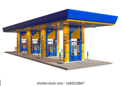 Gas Station Canopy 3d Render Blue