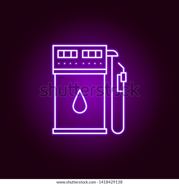 gas station outline icon in\
neon style. Elements of car repair illustration in neon style icon.\
Signs and symbols can be used for web, logo, mobile app, UI,\
UX