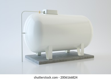 Gas Tank Isolated On White - House Propane Gas System, 3d Illustration
