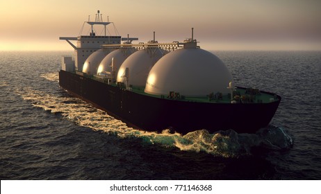 gas tanker floating in the ocean 3d illustration