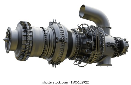 Gas Turbine Engine Of Feed Gas Compressor. 3d Rendering.