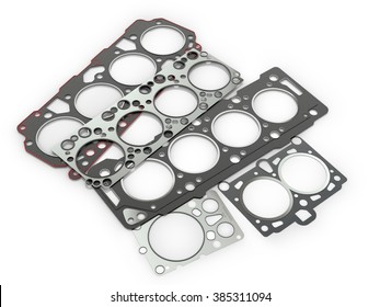 Gaskets for cylinder car engine isolated white background.