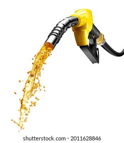 Gasoline gushing out from petrol pump nozzle - 3D Rendering