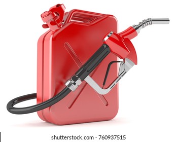 Gasoline Nozzle With Canister Isolated On White Background. 3d Illustration