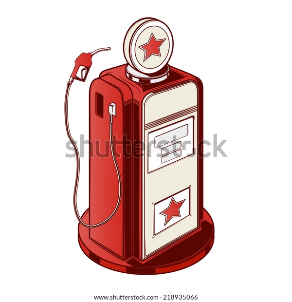 Gasoline station pump isolated on a\
white background. Color line art. Retro design. Raster\
copy.