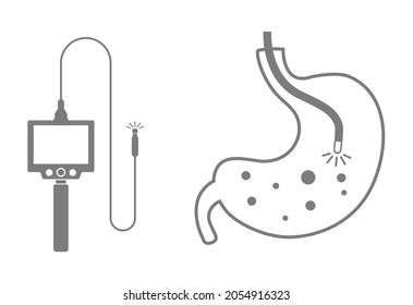 Gastroscopy endoscope device for stomach diagnostic outline icon