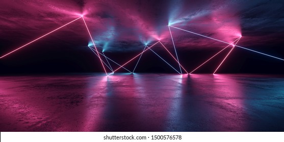 Gate Neon Glowing Purple Blue Led Laser Vibrant Path Entrance Stage Night Background Concrete Reflective Futuristic Sci Fi Retro Modern Udnerground Tunnel Corridor Alien Spaceship 3D Rendering  - Powered by Shutterstock