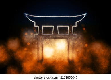 Shinto symbol, Japan Gate, Torii Gate, Blue Symbol