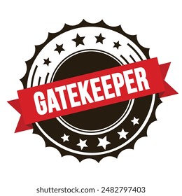 GATEKEEPER text on red brown ribbon badge stamp.