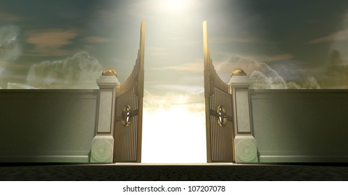 The Gates To Heaven Opening Under An Ethereal Light