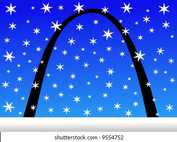 Gateway Arch St Louis In Winter With Falling Snow JPG